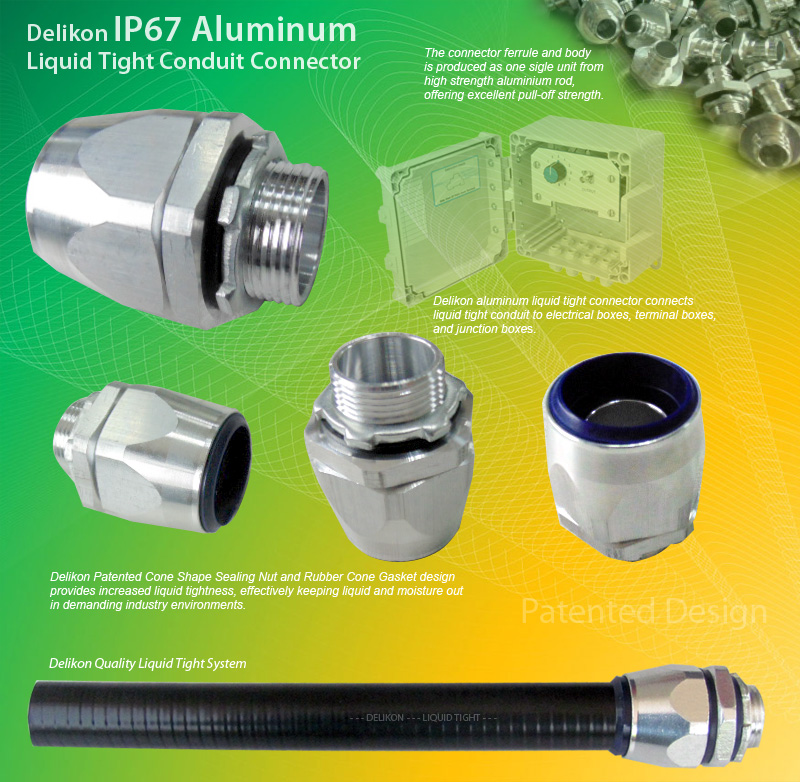 [CN] DELIKON automation wiring LIQUID TIGHT YAB yabr IP67 ALUMINiUM CONNECTOR,swivel connector,PG NPT METRIC swivel liquid tight conduit fittings liquid tight c